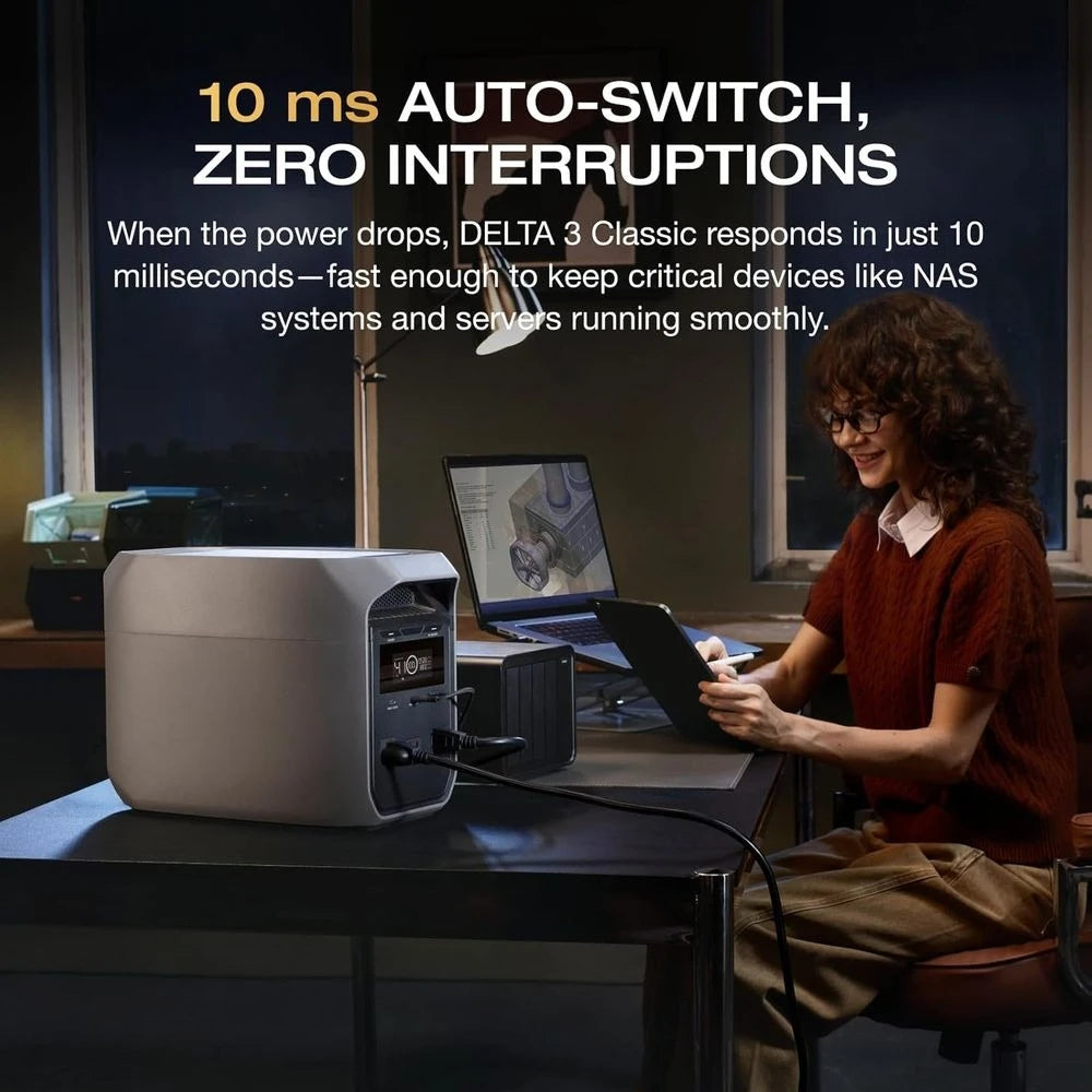 Solar Generator DELTA 3 Classic with 220W Solar Panel, 1024Wh LiFePO4 Battery Portable Power Station, 1800W AC/100W