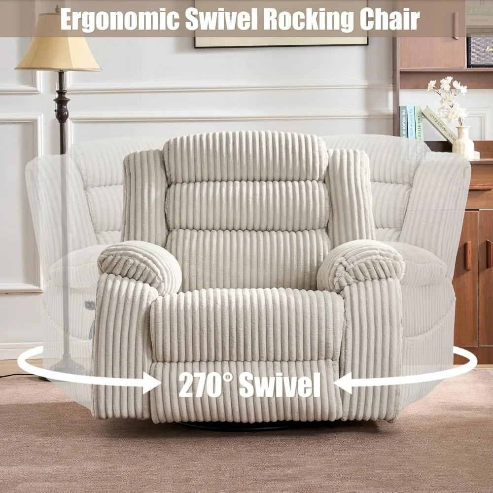 Power Swivel Rocker Recliner Chair for Adults with Massage and Heat, USB and Type-C Charging Port, Infinite Position, Electric