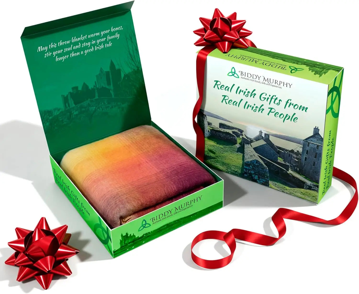 Ultra Soft Irish Mohair & Wool Throw Blanket, Made in Ireland, 54"x72", Pink Yellow Purple Multi Mix