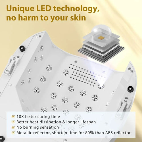 126W Cordless Rechargeable UV LED Nail Lamp Fast Curing Gel Nail Dryer with 4 Timers Portable Professional Nail Light for Salon