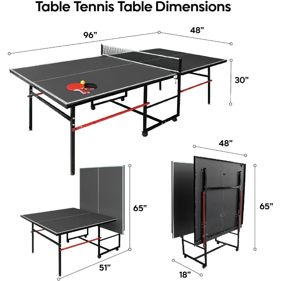 Foldable Ping Pong Table Indoor Outdoor 8X4 FT Professional Table Tennis Table with Net 2 Paddles 3 Balls Tournament Quality Fo