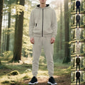 Heavy fleece autumn and winter men's loose trend drawstring hooded zipper cardigan sweatshirt sweatpants set