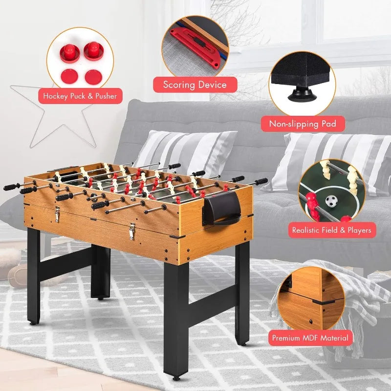 GYMAX 3 in 1 Multi Game Table, 49 in With Foosball, Hockey & Billiards,Competition Sized Combo for Home,Game Room,Bar,Party,Club