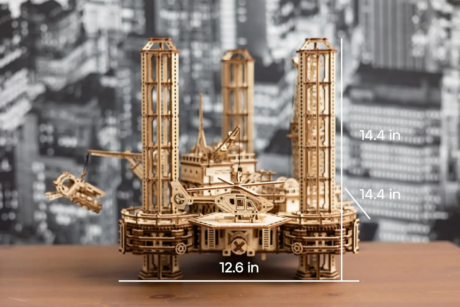 Offshore Rig Platform Wooden 3D Puzzles for Adults and Kids to Build - Interactive Movable Platform - Wooden Models Engineering