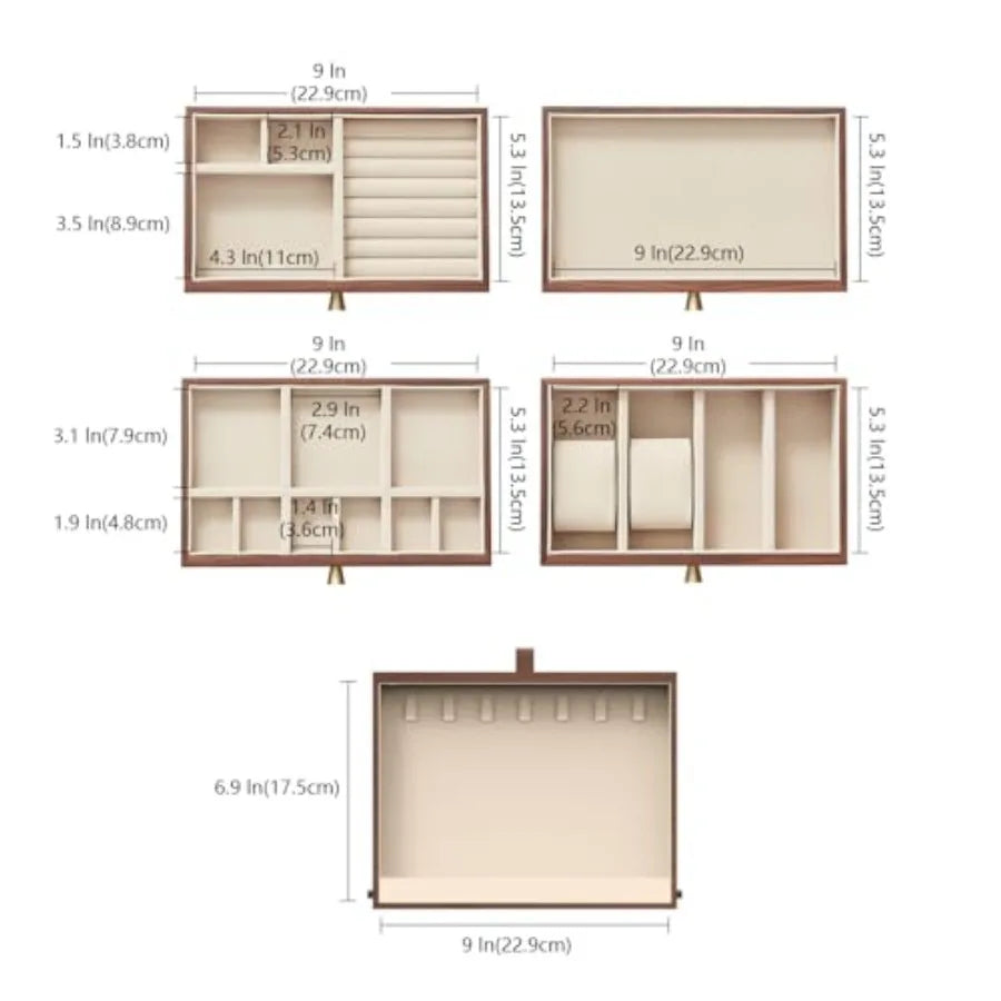 Black Walnut Wooden Jewelry Box for Women 4 Layer with Glass Lid and Pull-out Necklace Storage Layer Watch Necklace Ring Earrin