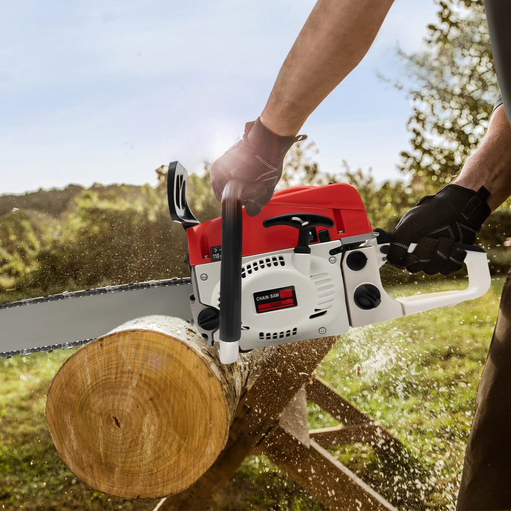 20 Inch 52CC Gasoline Chainsaw 2000W 2-Stroke Engine Gas Powered Chain Saw Handheld Tree Pruning Wood Cutting Tool Set 7500Rpm