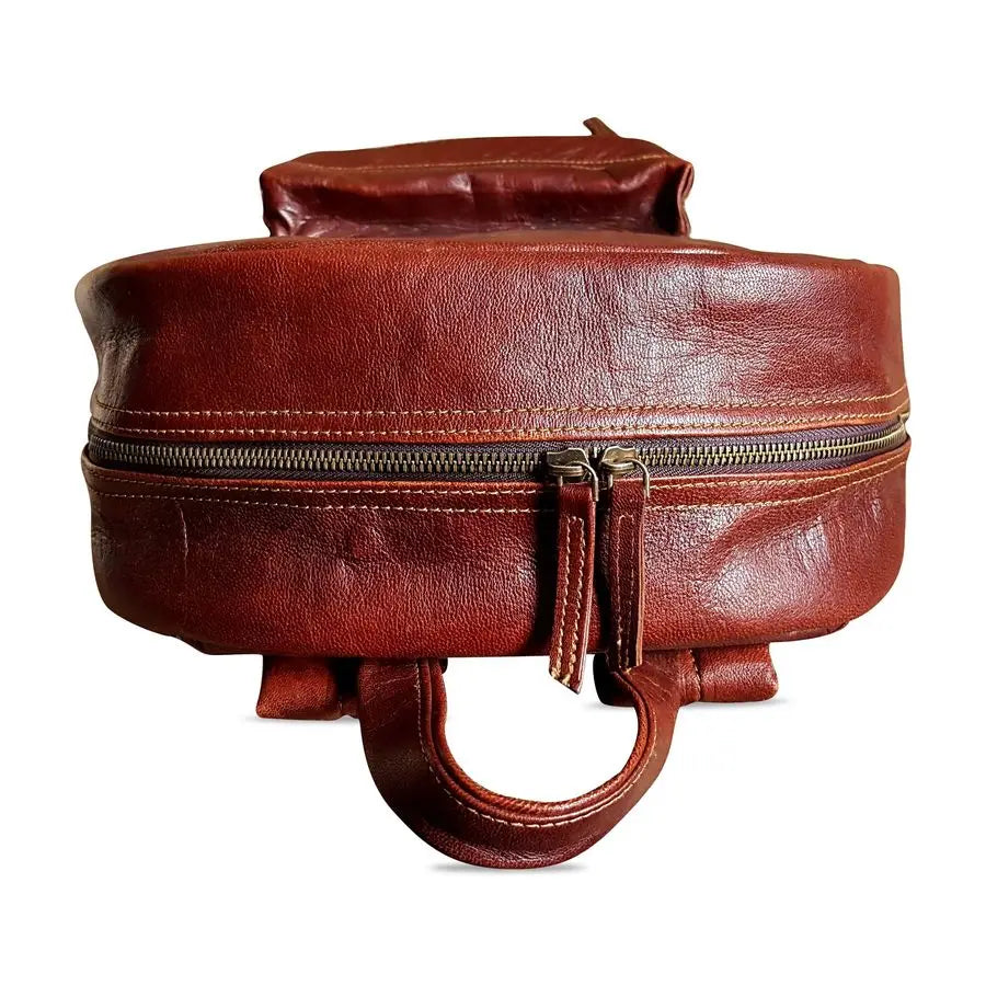 Brown Leather Backpack Vintage Rucksack Laptop Bag Water Resistant Casual Daypack College Bookbag Comfortable Lightweight Travel