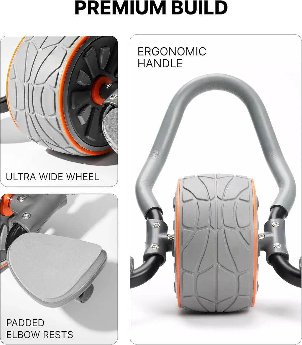 Ab Roller Wheel with Elbow Support & Knee Pads - Core Strength Trainer for Home Gym Workouts