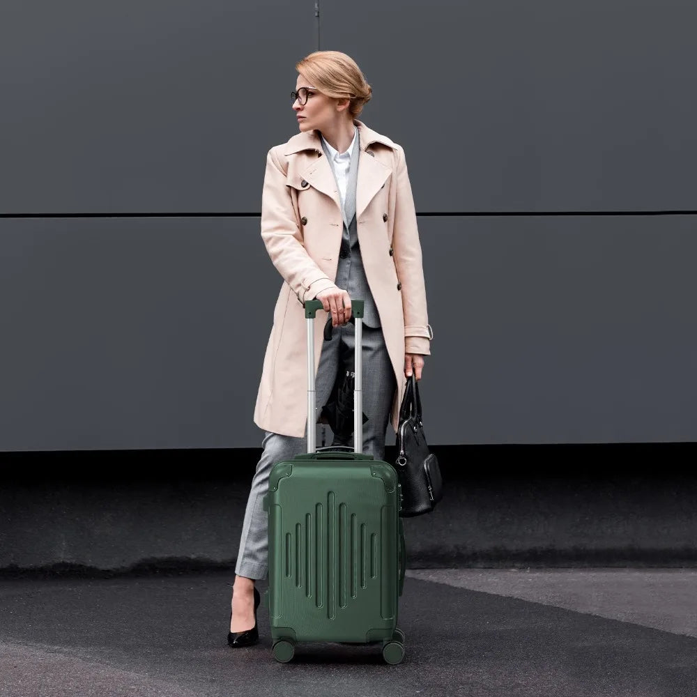 Luggage Sets 5 Rolling Travel Luggage Trolley Case for Men Women Retro Green