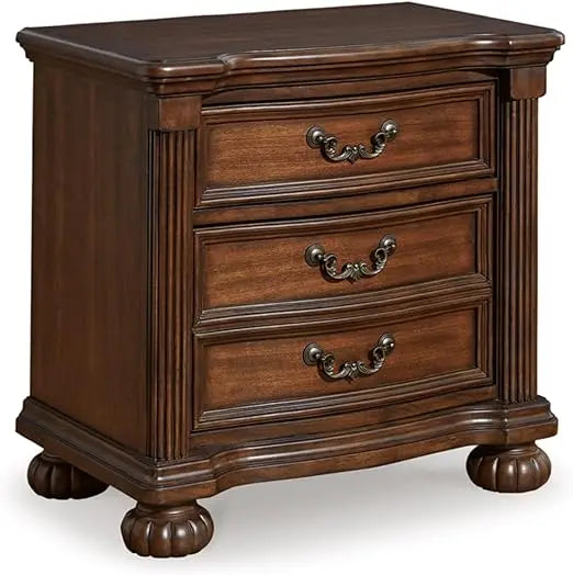 Ashley Lavinton Classic Style 2-Drawer Nightstand, 28 High, Dark Brown Finish for Bedroom Use
