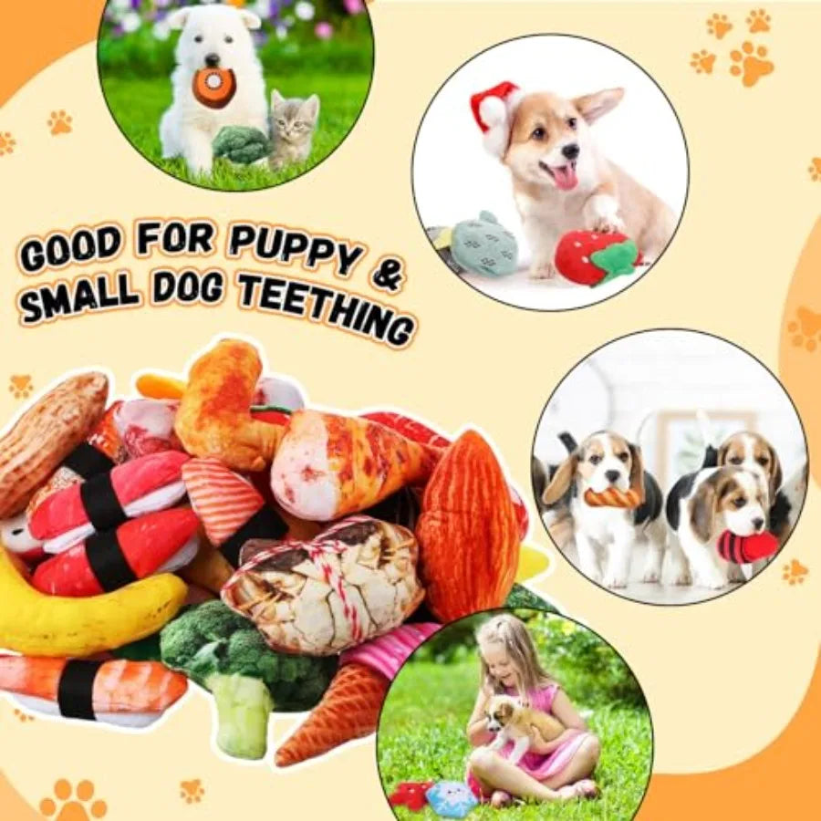 Small Squeaky Dog Toys Bulk for Puppy Small Dogs Pets Cute Plush Stuffed Dog Toys Bundle Soft Pet Toys for Chewing and