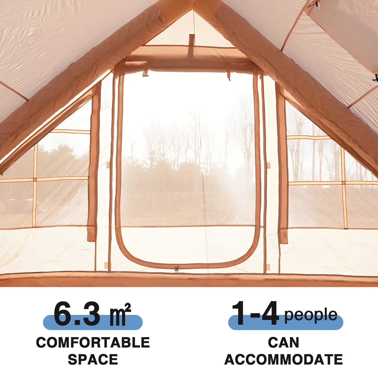 Inflatable Camping Tents with Hand Pump Air Glamping Tent Easy Setup 300D Oxford Waterproof and Windproof Blow up Tent 4 Seasons