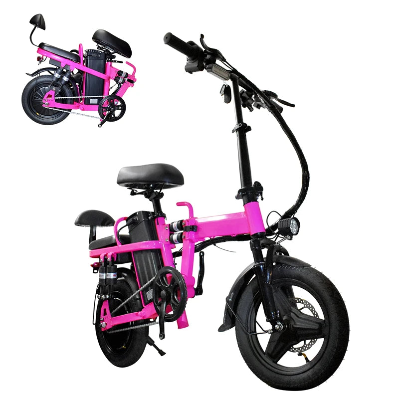 Adult Folding Electric Bike 25 MPH 48V 20Ah Removable Battery Commuting Folding Ebike for Adult Teens with Two Seats