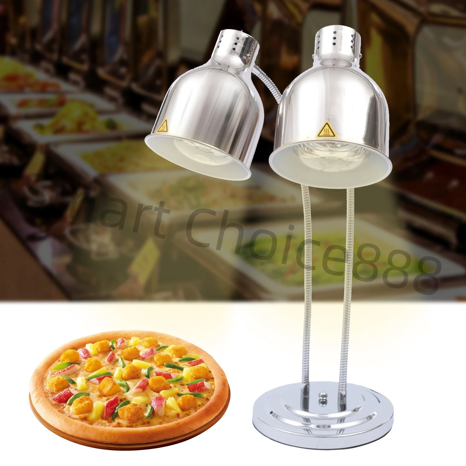 2 Light Food Heat Lamp Commercial Hotel Equipment Stainless Steel Food Warmer 110v/250w Restaurant Kitchen Buffet