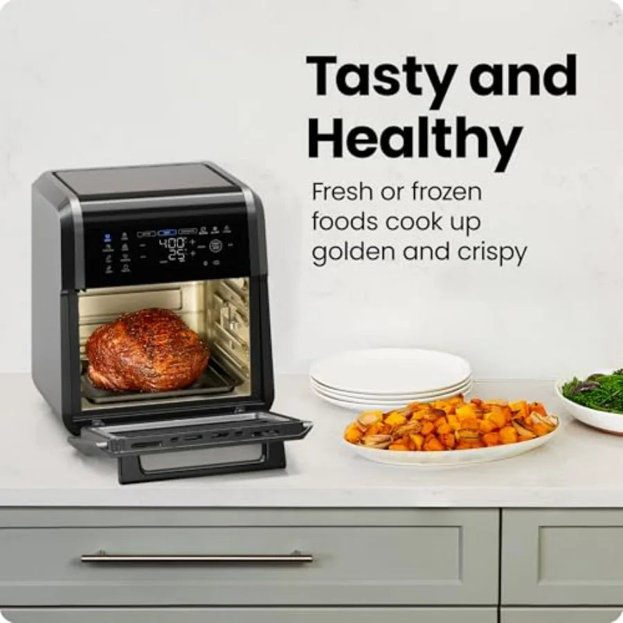12-Quart 6-in-1 Air Fryer Oven with Digital Timer Touchscreen and 12 Presets - Family Size Countertop Convection Oven Dishwashe