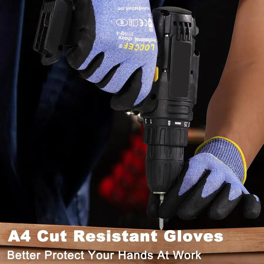 3 Pairs Safety Work Gloves,Touchscreen Compatible, Superior Dexterity,Level 5 A4 Cut Resistant Work Gloves