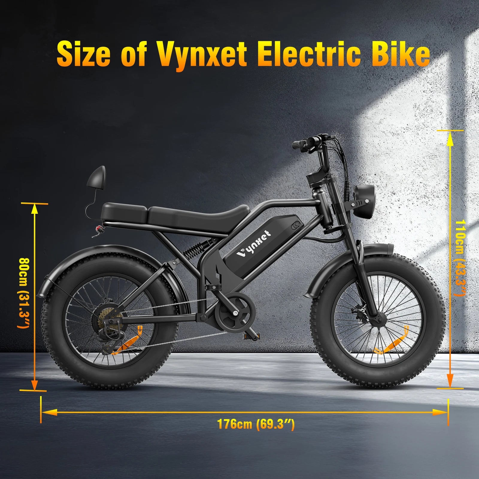 Vynxet Electric Bike Electric Motorcycle 1500W 48V 864Wh Fat Tire Ebike 68+ Miles All-Terrain E-Bike