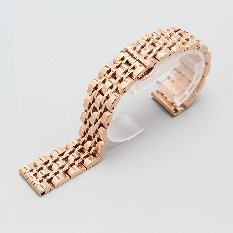 Stainless Steel Watch Band Straps Bracelets Polished Rosegold Gold Buckle 14mm 16mm 18mm 20mm 22mm 24mm Watchbands Straight End