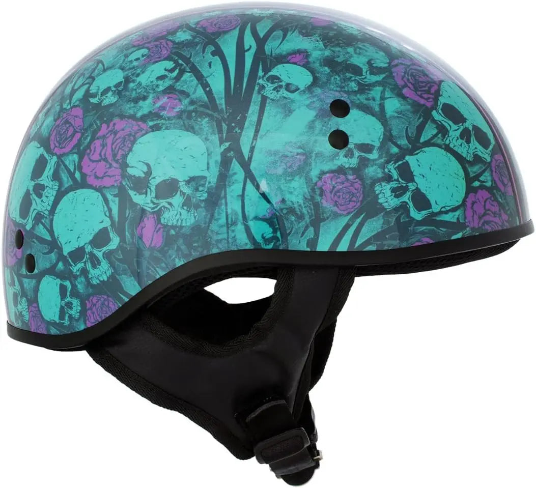 Advanced Motorcycle DOT Skull Cap Classic Half Helmets Biker HLD HLT