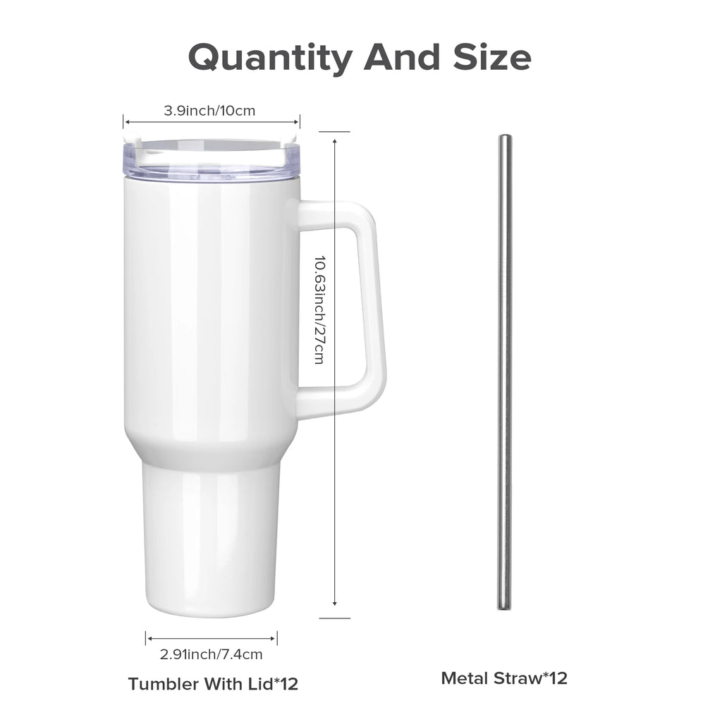 12Pack Sublimation Tumblers,40 OZ Stainless Steel Double Insulated Water Bottle,for Tumbler Heat Press Sublimation Oven Printing