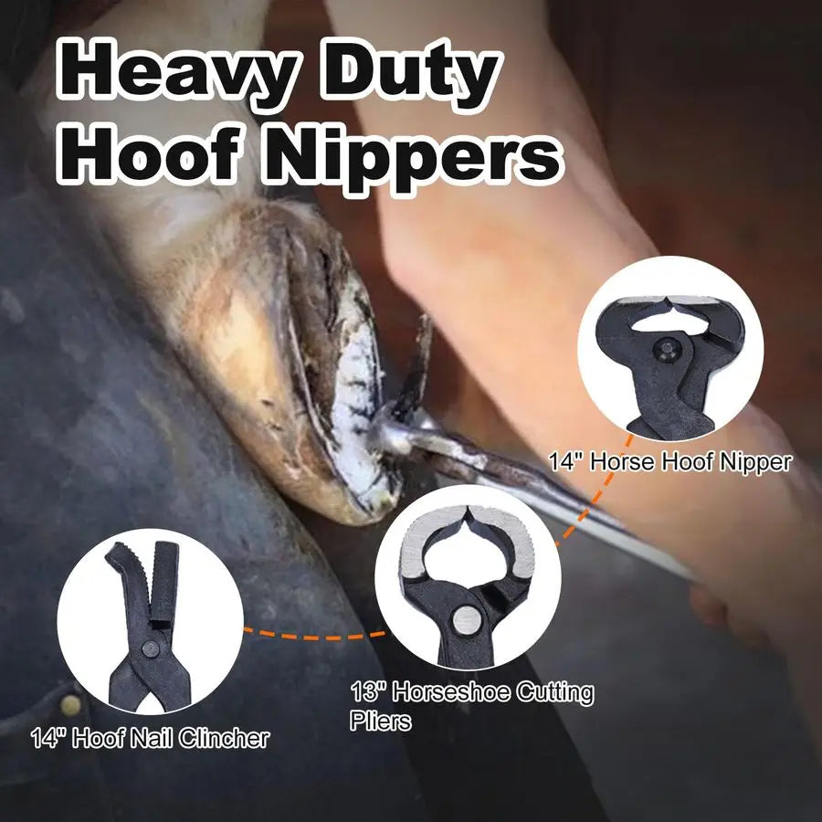 12PCS Farrier Tools Kit Includes Horse Hoof Nipper, Horseshoe Cutting Pliers, Hoof Nail Clincher, Goat Hoof Trimmers Shear, Hoof