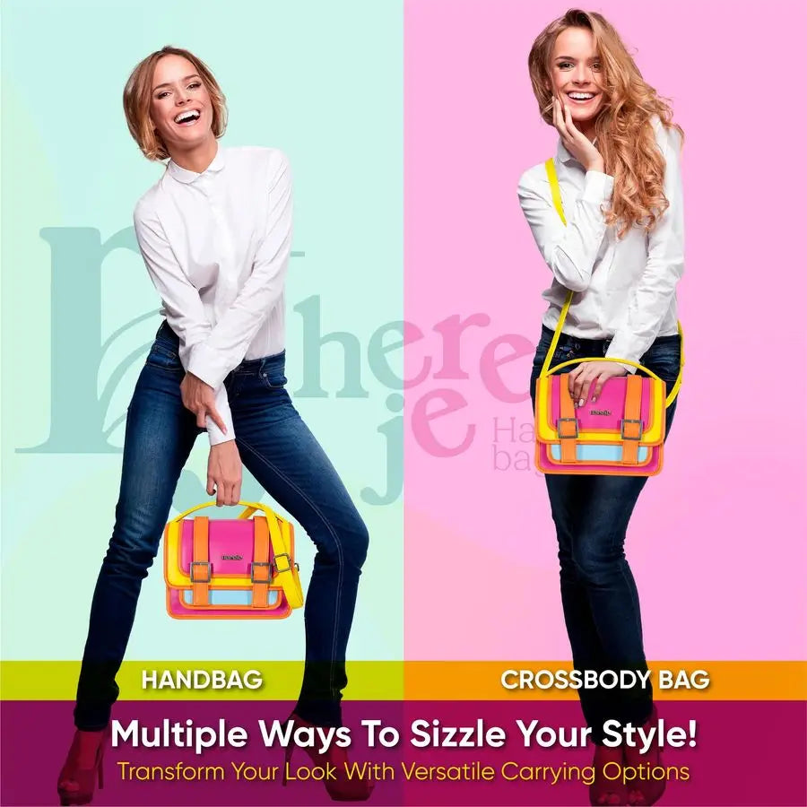 Womens Colorful Crossbody Bag Retro Pop Multicolor Vegan Leather Purse Small Shoulder amp Top Handle Handbag with Adjustable Str