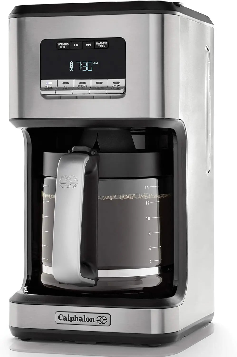 Coffee Maker, Programmable Coffee Machine with Glass Carafe, 14 Cups, StainlSteel