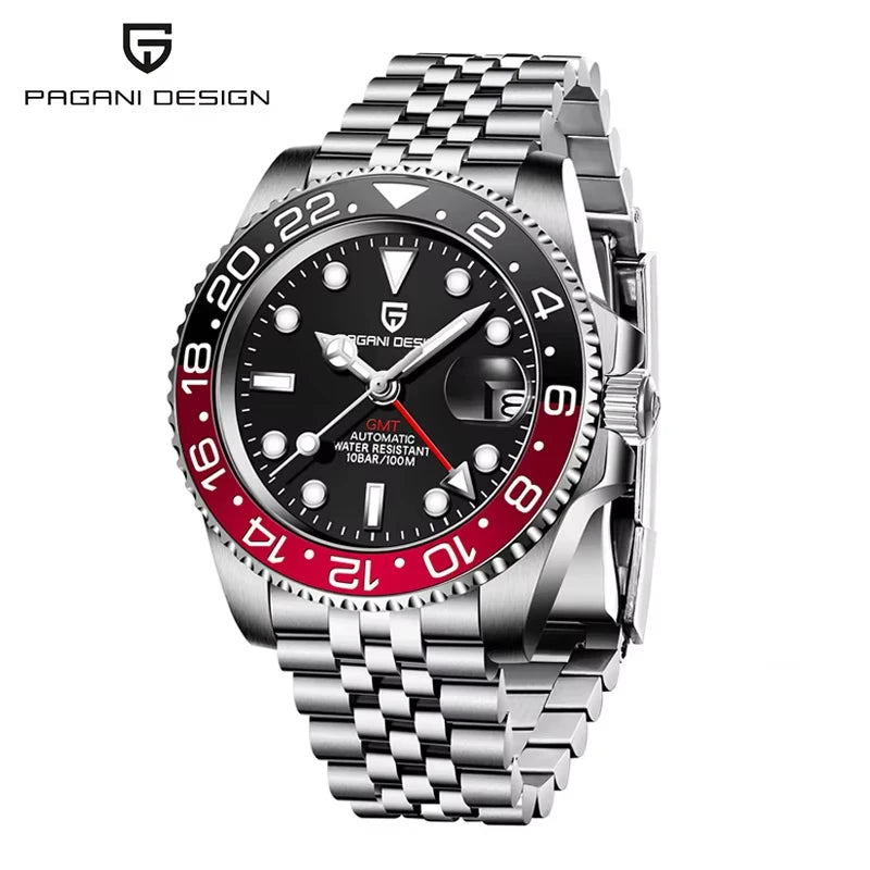New PD-1662 PAGANI DESIGN GMT Automatic Wristwatch Stainless Steel 100M Waterproof Men Watch Top Brand 40mm Mechanical Watch Men