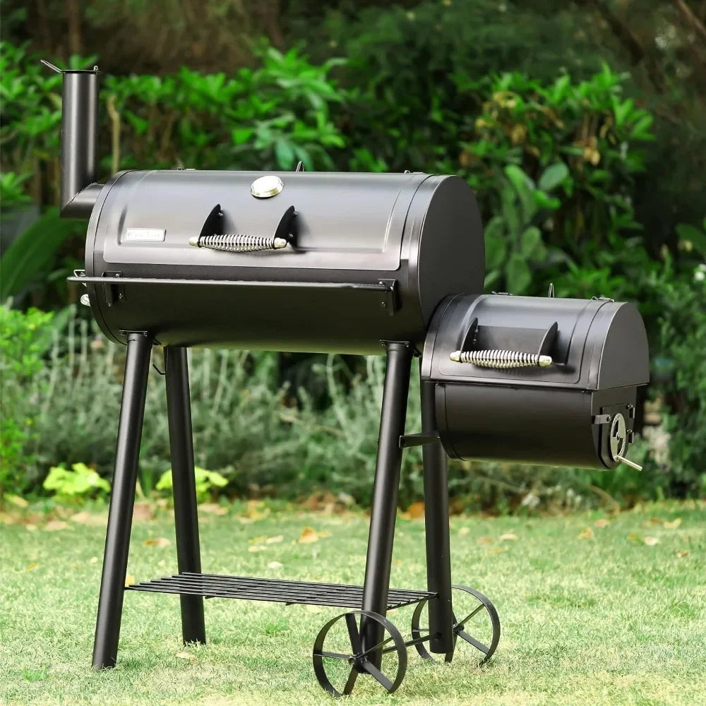 BBQ Grill, Charcoal Grill with Offset Smoker, Outdoor BBQ Grill Offset Charcoal Smoker for Patio, Garden, Picnics, Camping