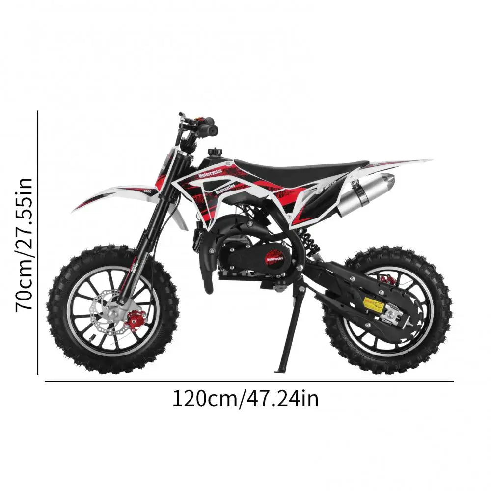 2-Stroke 49cc Kids Mini Motorcycle Dirt Bike Gas Power Motocross Off Road Pocket Motorbike Pull Start Front Rear Disc Brakes