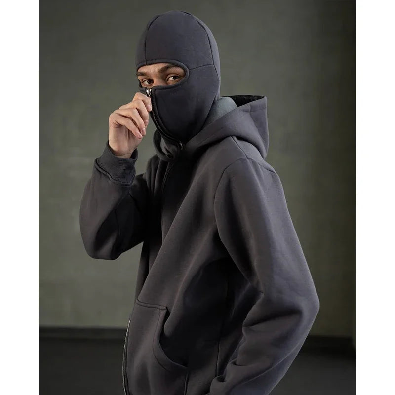 Double Hood Zip Up Sweatshirt Jacket Autumn Ins Style Unisex Couple Top for Spring Fall Winter Wear