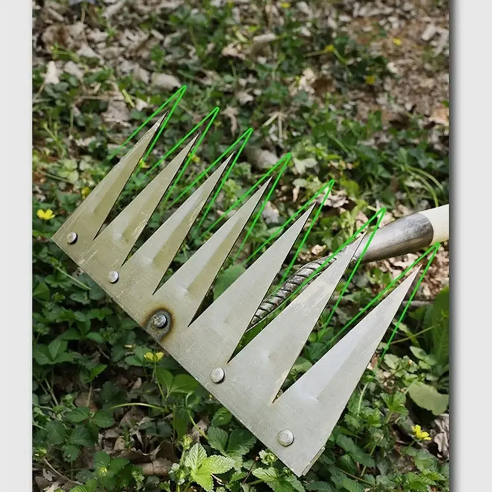 6-Tooth Garden Weeding Hoe with Metal Harrow - Agricultural Scarifier Tool for Efficient Weed Removal