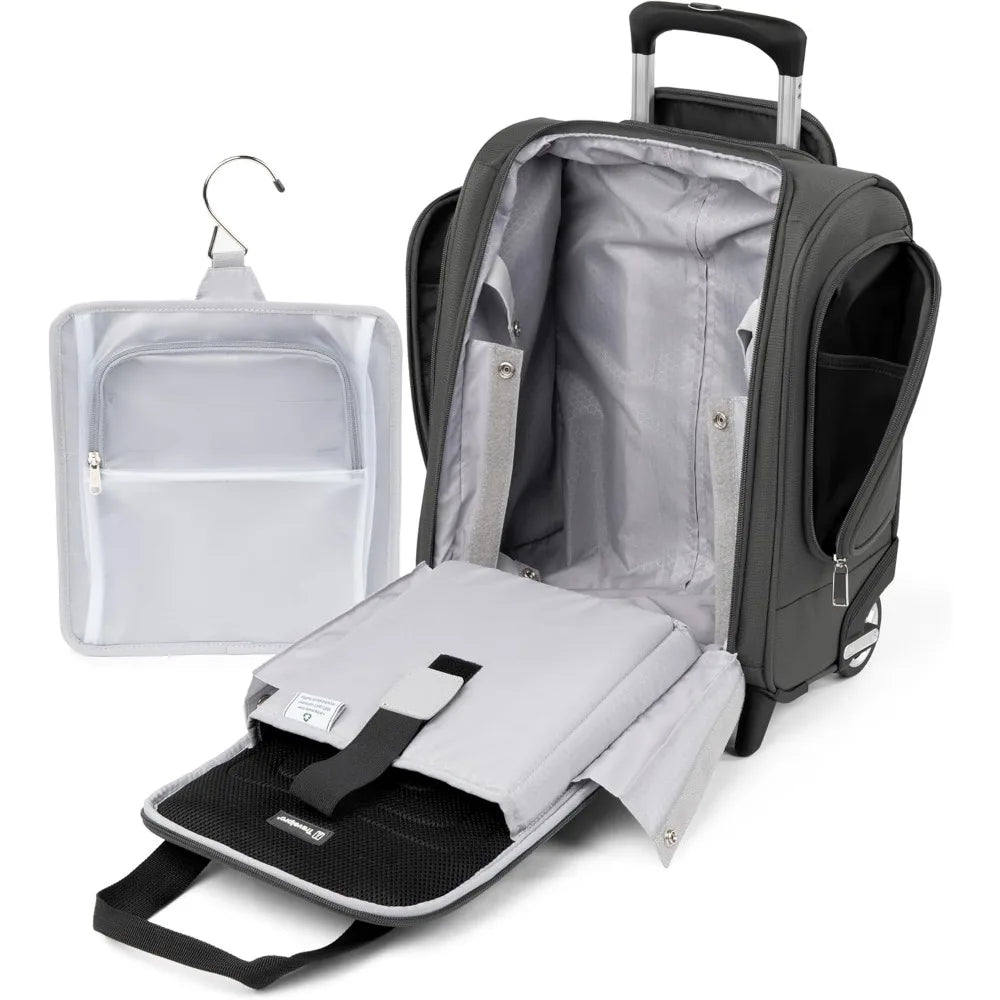 Compact Lightweight Rolling Underseat Carry-On Bag, Softside Travel Luggage for Men and Women, Shadow Grey, 2 Wheels