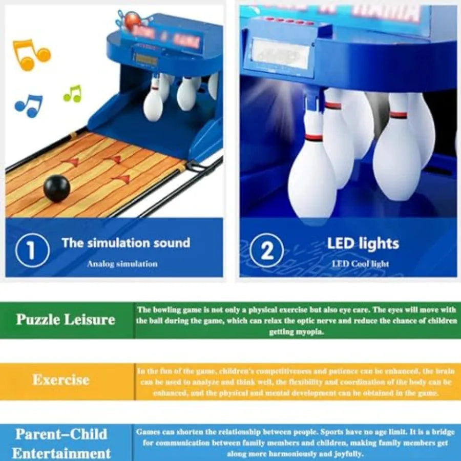 Electronic Bowling Alley Game with Automatic Reset Lighting Simulation Sound Effect Foldable Indoor Family Game for and Adults