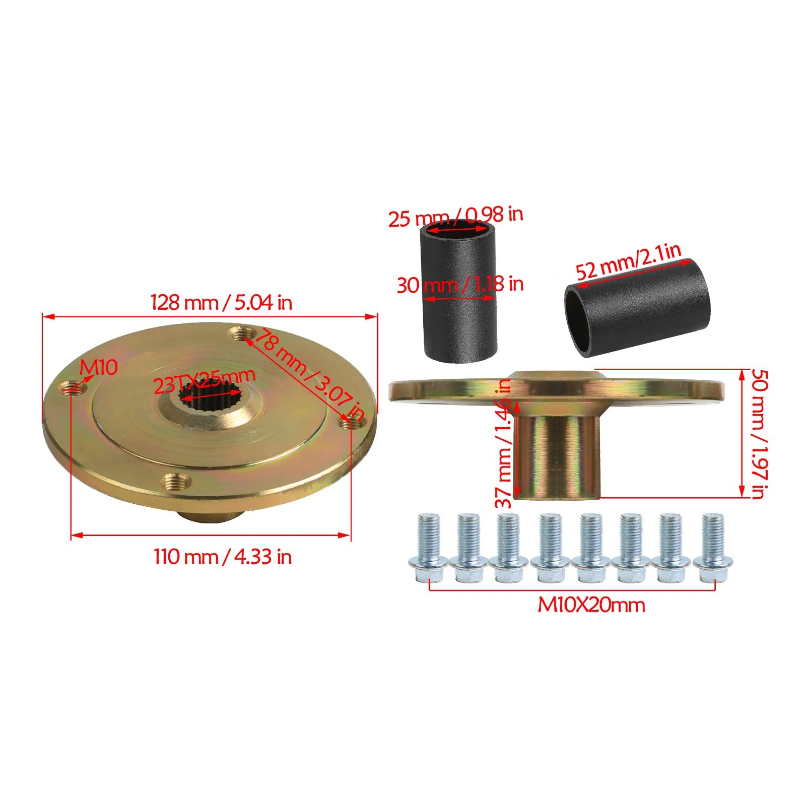 TDPRO 18x9.5-8 18x9.50-8 Tires Rims 4 Lug 8" Wheels +Rear Axle Hub Go Kart Quad ATV X2