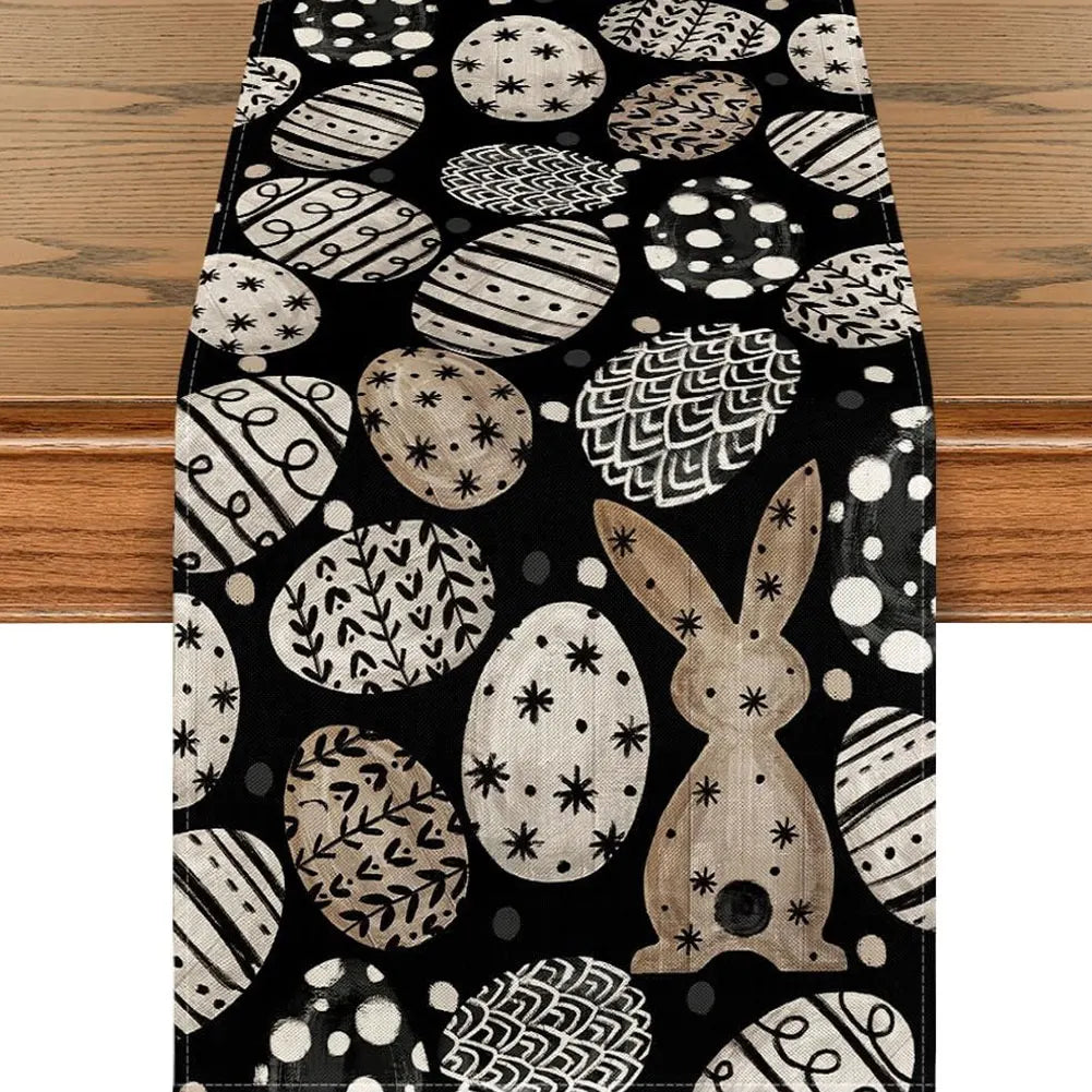 Easter Bunny Linen Table Runner Bunny Dining Table Cloth Placemat Easter Bunny Spring Linen Table Runner Holiday Party Decor