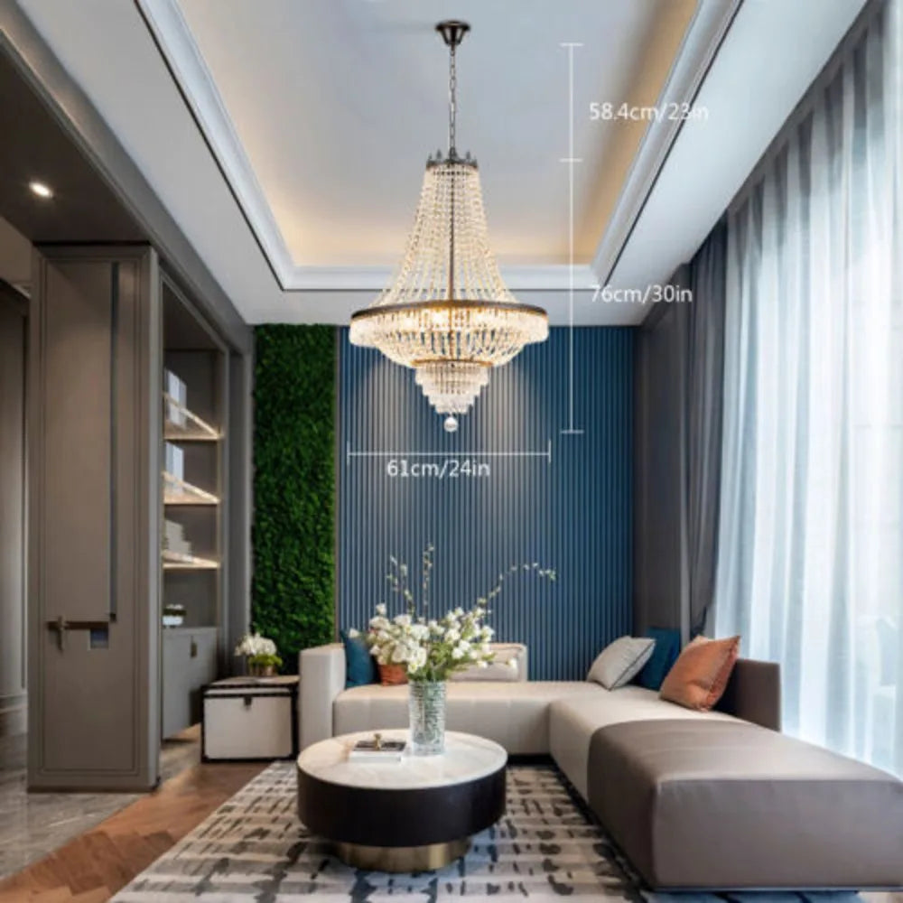 Bymaocar Modern 9-light Hanging Crystal Chandelier Luxury Design Pendant Lamp Indoor Lighting Durable & Anti-corrosion No-fading