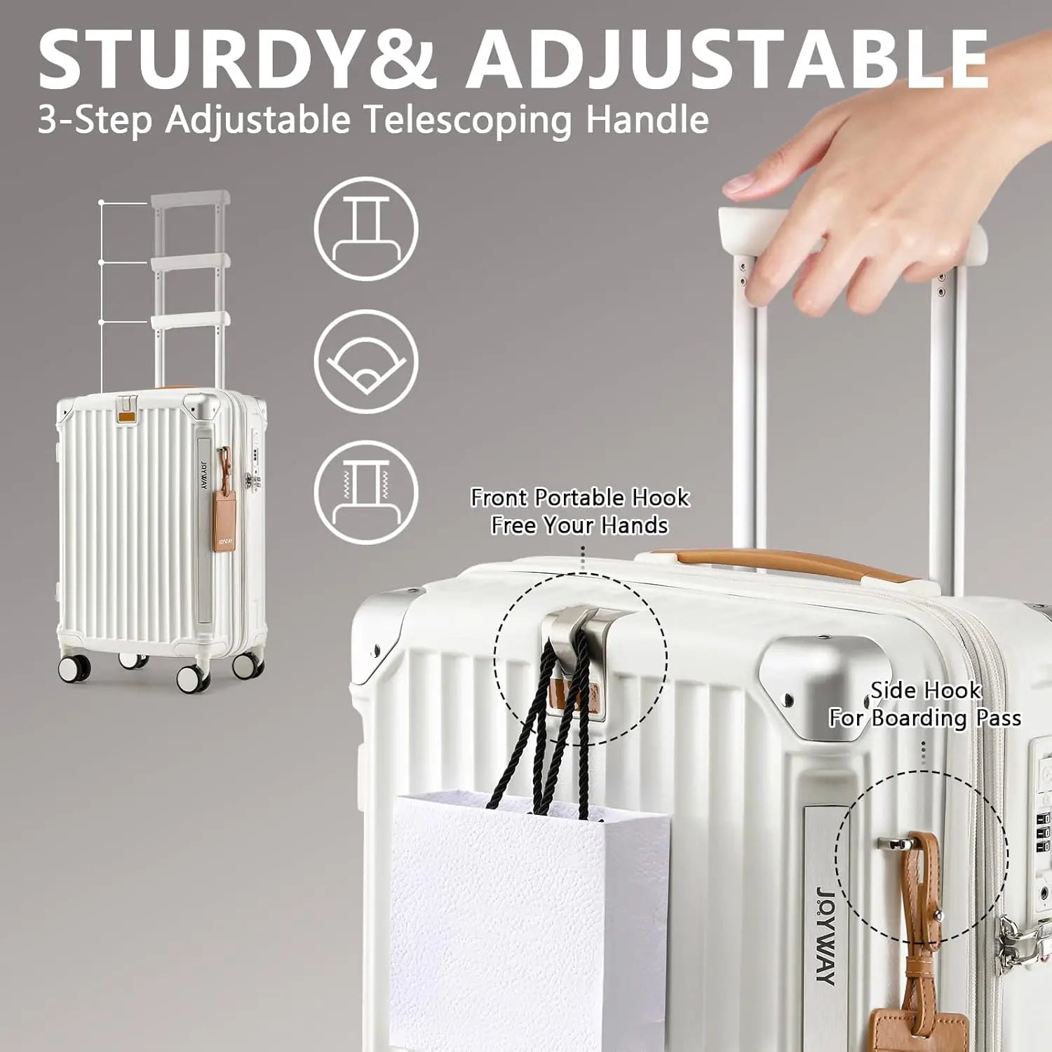 Joyway 20 inch Single Luggage Suitcase, Expandable Lightweight Durable, with Cup Holder, TSA Lock, Spinner Wheels