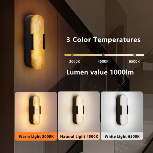 2-Pack Marble Wall Light 3 Color Temperatures Adjustable LED Soft Light Luxury Decor Lamp for Living Room Bathroom