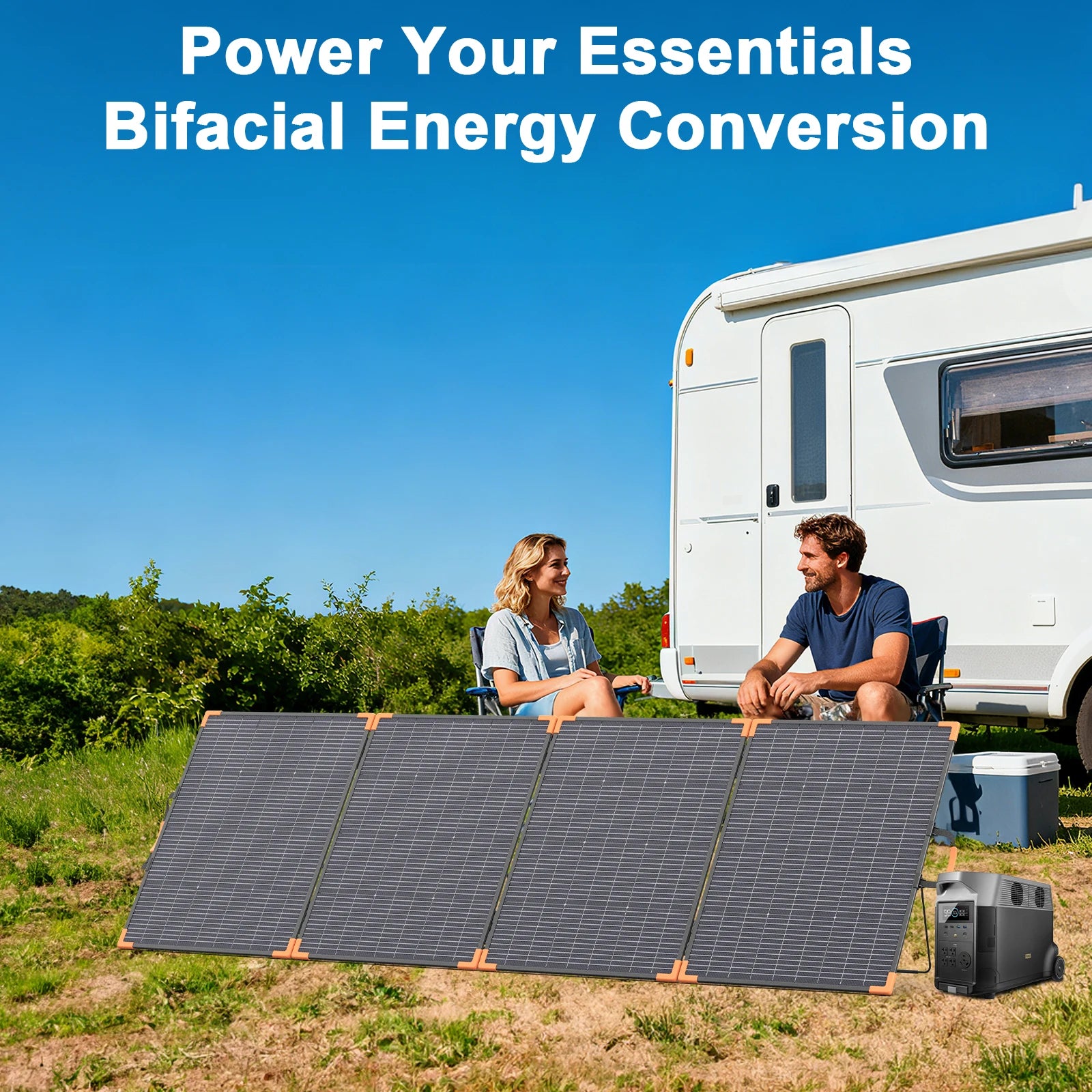 MHPOWOS Foldable And Bifacial Solar Panel 400W Solar Battery Charger Outdoor Emergency Backup Power for Powerstation etc