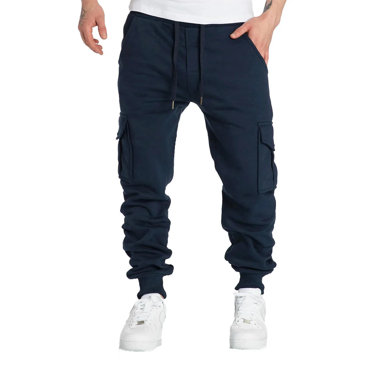 New Mens Sweatpants Straight Fit Joggers for Sports and Streetwear Loose Oversized Drawstring Long Pants Men Multi-pocket Pants