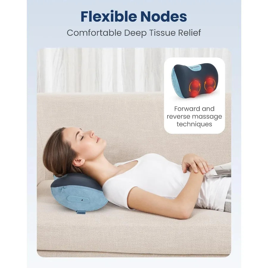 Shiatsu Neck and Back Massager with Heat Neck Massager Pillow with 3D Kneading Deep Tissue Cordless and Portable Soothes Muscle