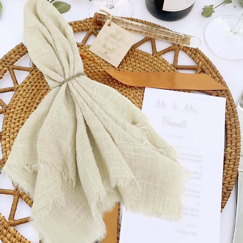 6/12pcs Vintage Rustic Napkins Retro Burr Soft and Absorbent Napkin Cloth Linen for Wedding Party Table Decorations 32x32cm