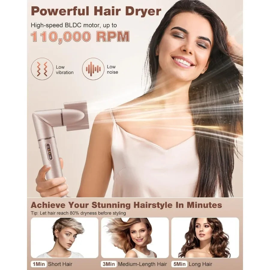 7 in 1 High-Speed Hair Styler Dryer Brush 110 000 RPM with Negative Ions for Frizz-Free Styling Fast Drying Curling Volumizing
