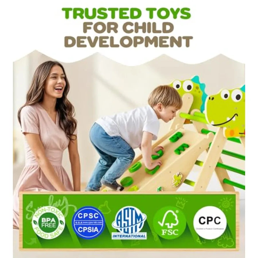 Philnas Pikler Triangle Set 11-in-1 Montessori Climbing Toy for Toddlers Foldable Wooden Indoor Jungle Gym Playground Climber f