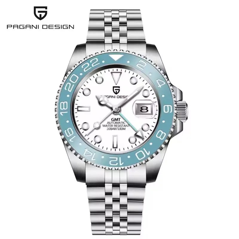 PAGANI DESIGN DG 40mm GMT Mechanical Watch Top Brand Ceramic bezel Sapphire Glass Stainless Steel Waterproof Watches for men