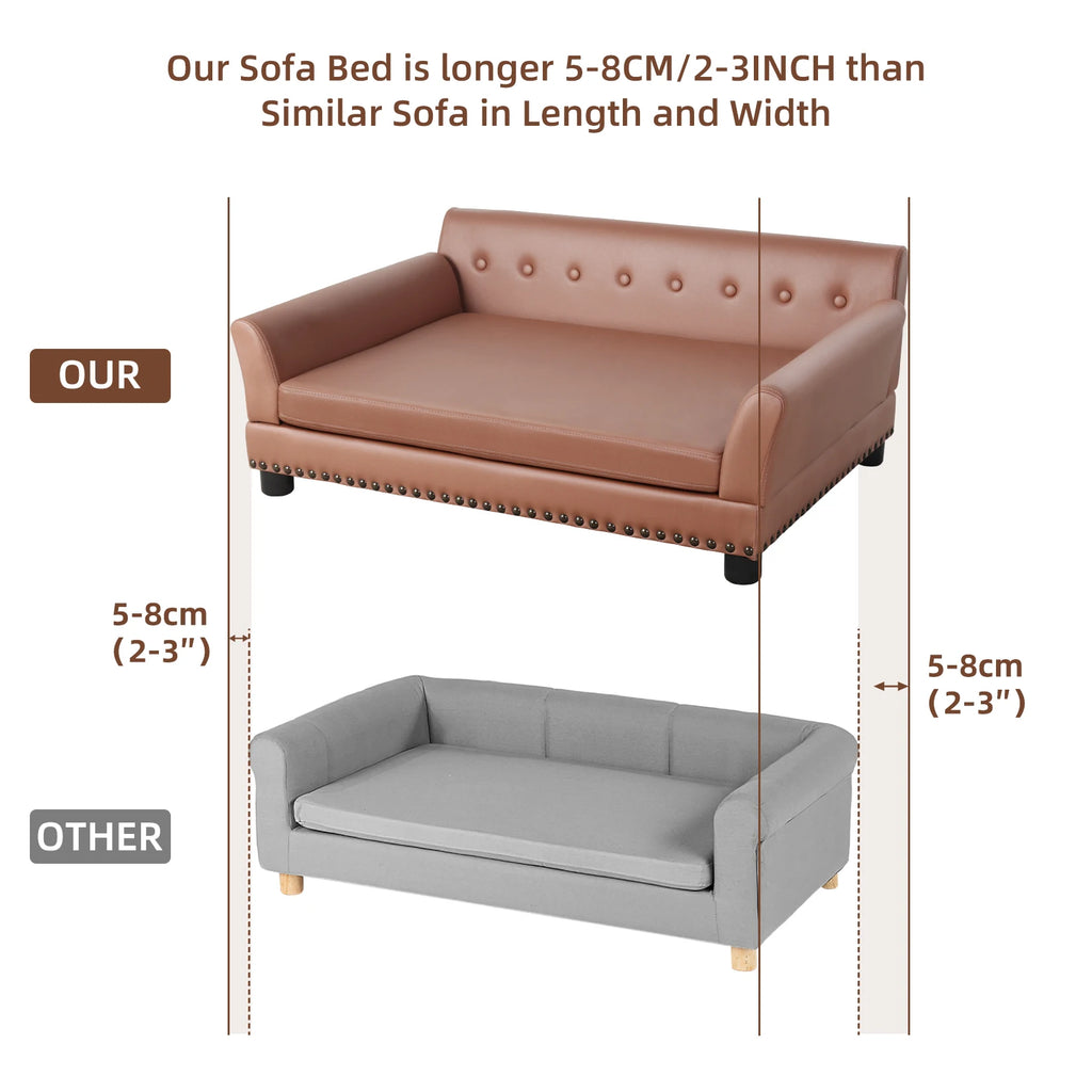 L-XL Luxury Raised Dog Sofa Couch Pet Bed Lounge for Extra Large Dogs with Removable Cushion Cover Pet Furniture
