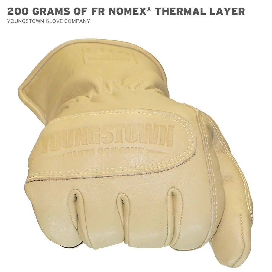 Glove FR Ultimate Leather Utility Winter Work Gloves Kevlar Lined Cut, Puncture, Flame Resistant, Arc Rated Tan, XLarge