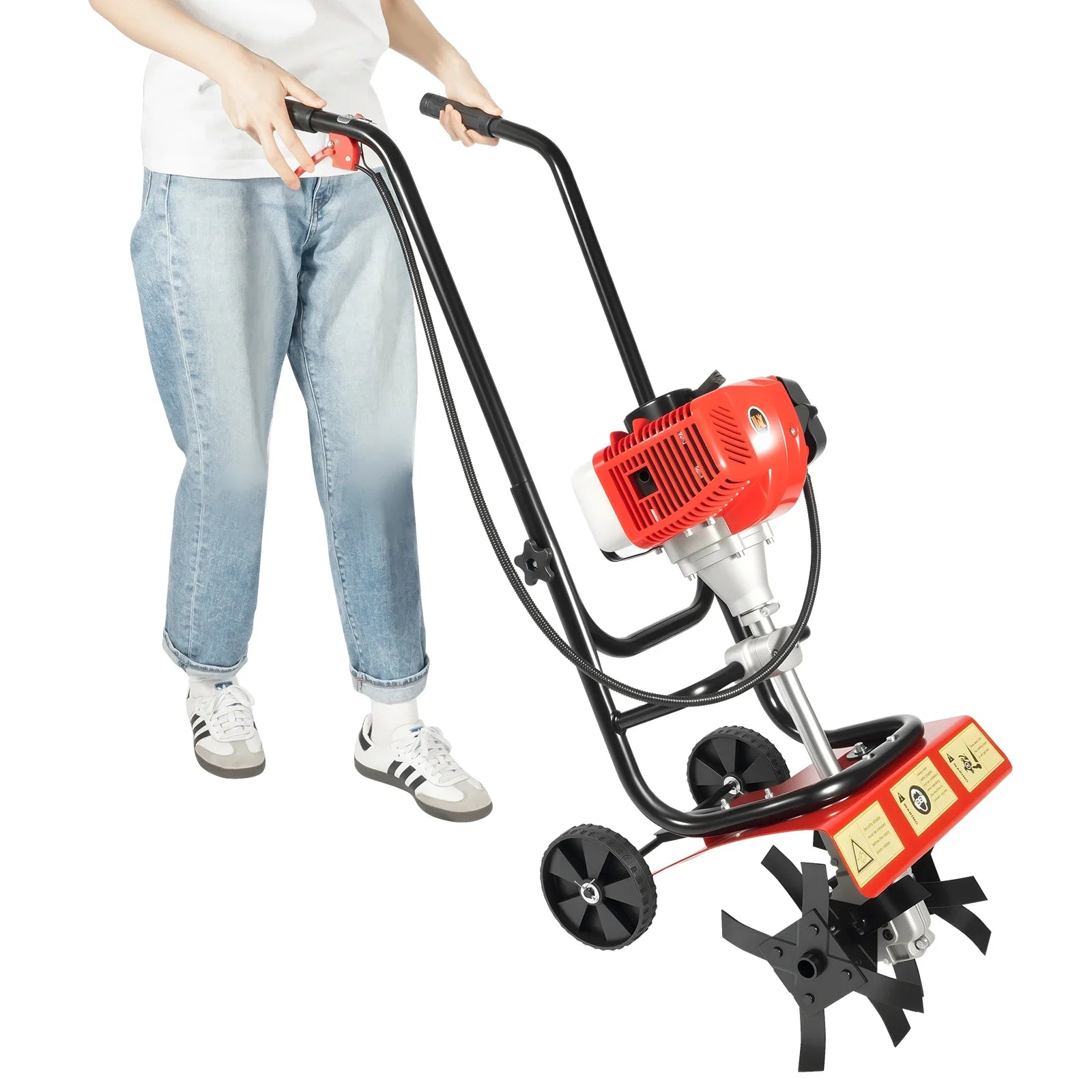 2 Stroke Mini Tiller Cultivator Garden Tiller Gas Powered Hand Rotary Cultivator Rototiller 52cc Commercial Tiller Gas Powered