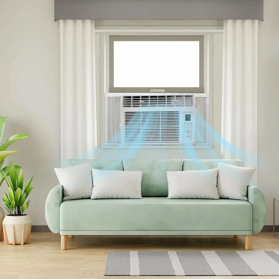 6000BTU Window Air Conditioner with Remote and 24H Timer ECO Mode 4 Fan Speeds Cools up to 250 Sq. Ft. Easy Installation for Ho